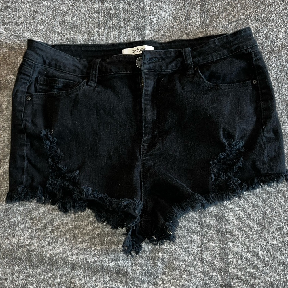 Refuge Black Distressed Summer Casual Jean‎ Shorts Sz 12